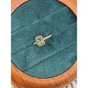 Mystic Topaz Ring Size 6 | Emerald Cut Gem Sterling Silver Bezel Vintage Style